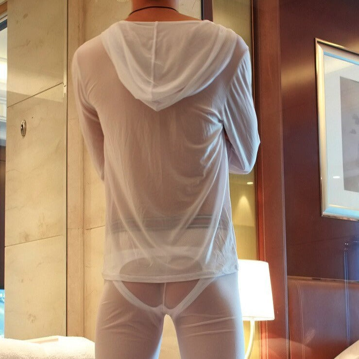 ORVLS Sheer Pajamas with Hoodie | dmunderwear