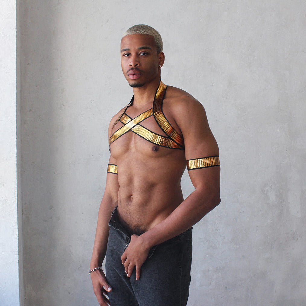 Shiny Gold Harness | dmunderwear detail image 2