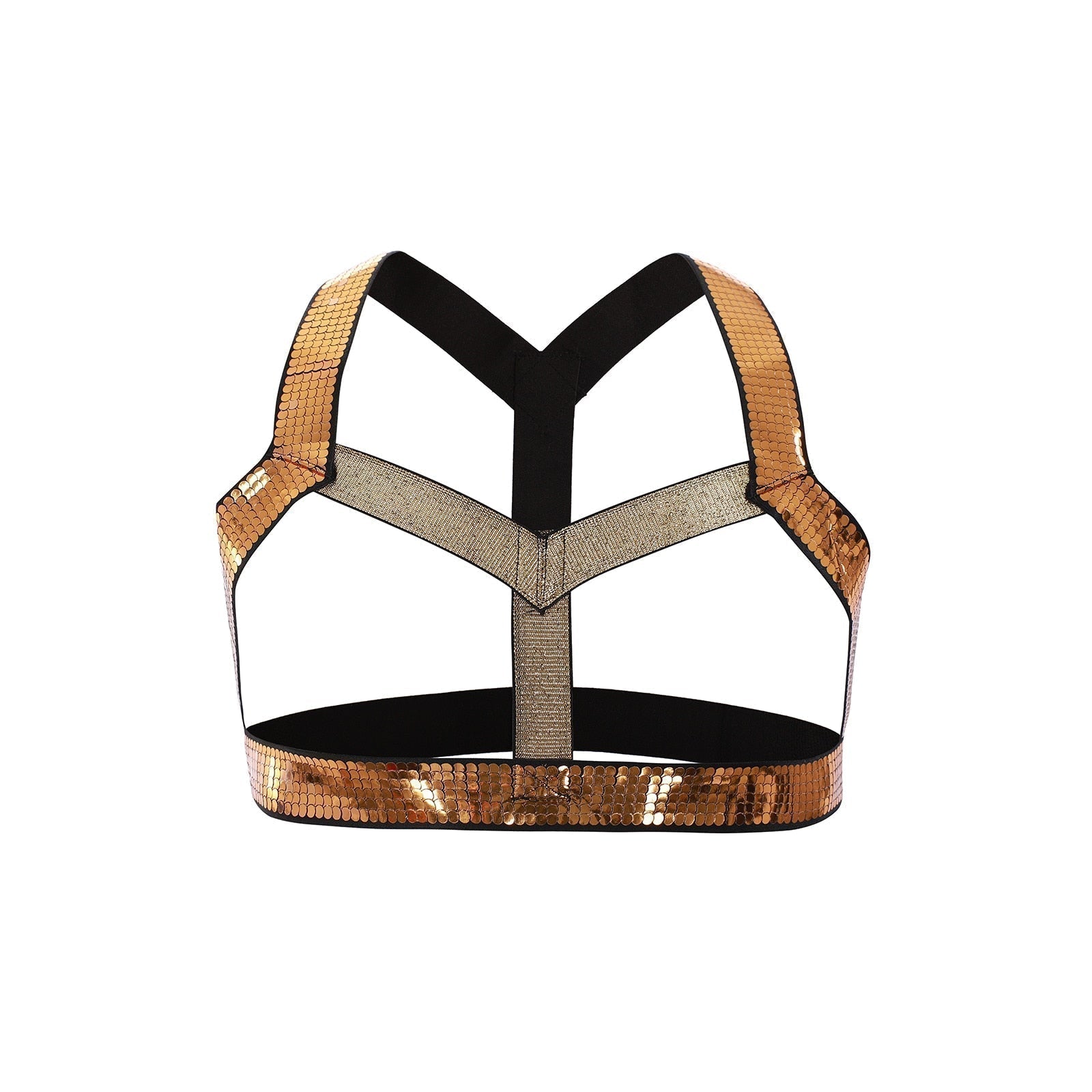 Shiny Gold Pec Harness | dmunderwear detail image 3