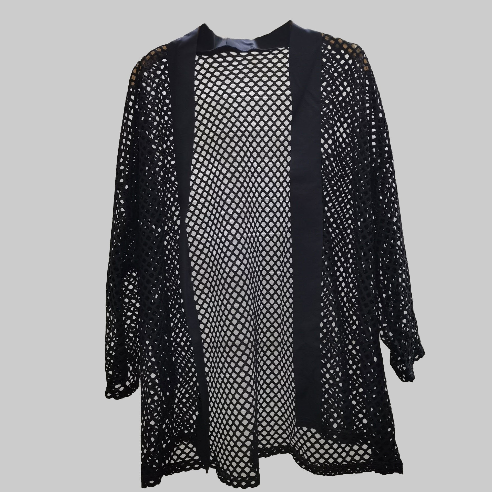 Shrug hollow out patchwork mesh long sleeve top | dmunderwear variant image