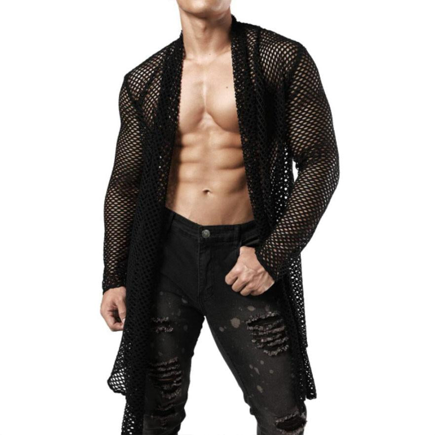 Shrug hollow out see through long sleeve fishnet top | dmunderwear