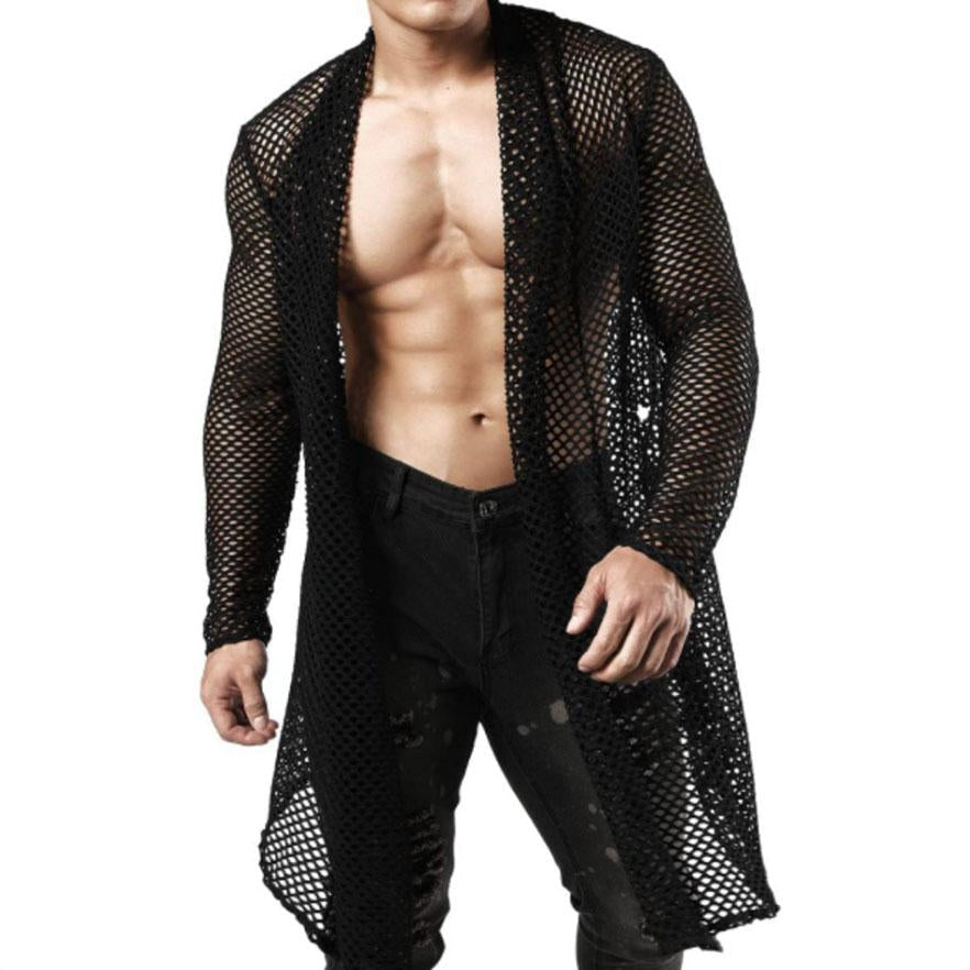 Shrug hollow out see through long sleeve fishnet top | dmunderwear variant image