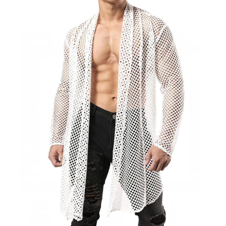Shrug hollow out see through long sleeve fishnet top | dmunderwear detail image 5