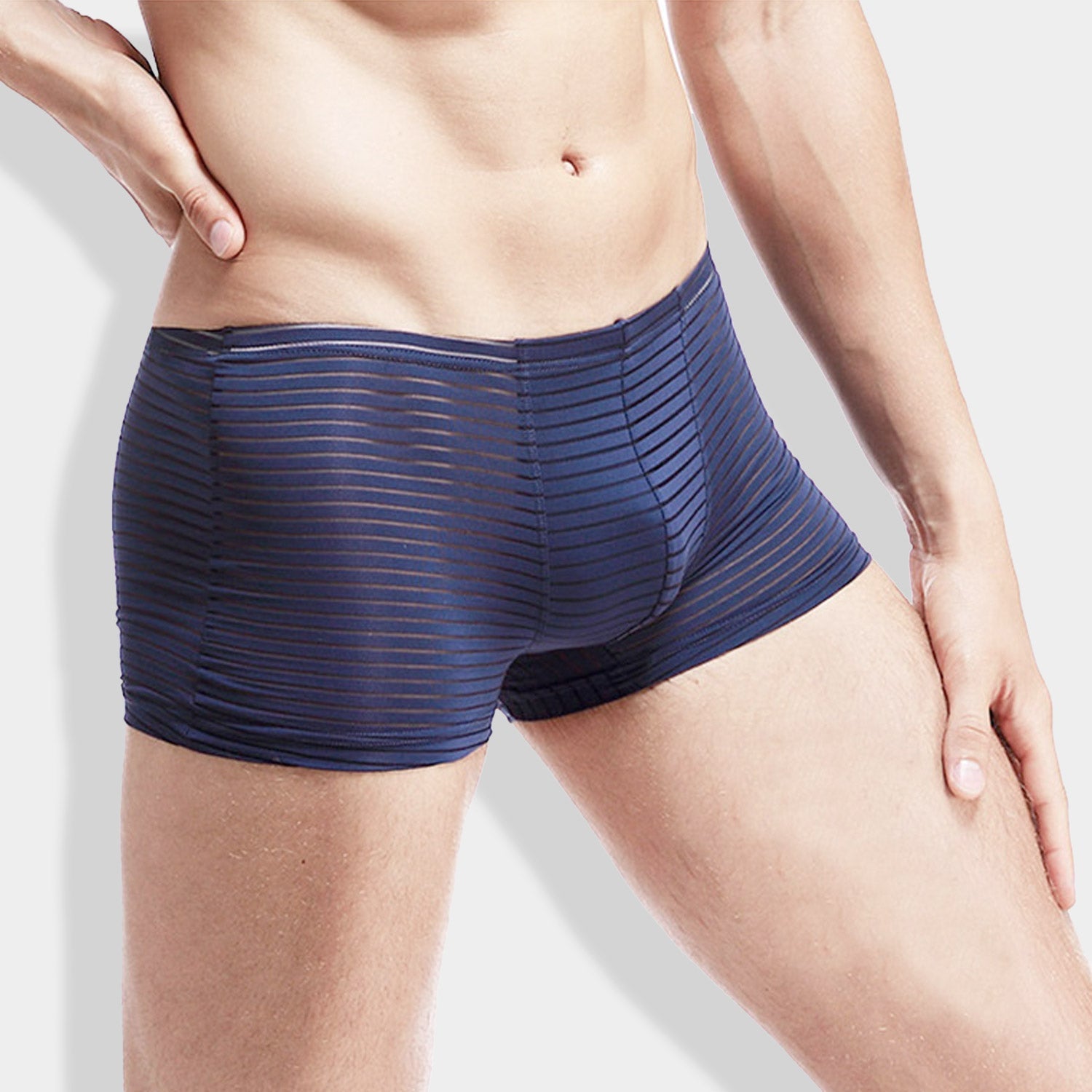 Silky Sheer Striped Boxer Briefs 4-Pack | dmunderwear detail image 3