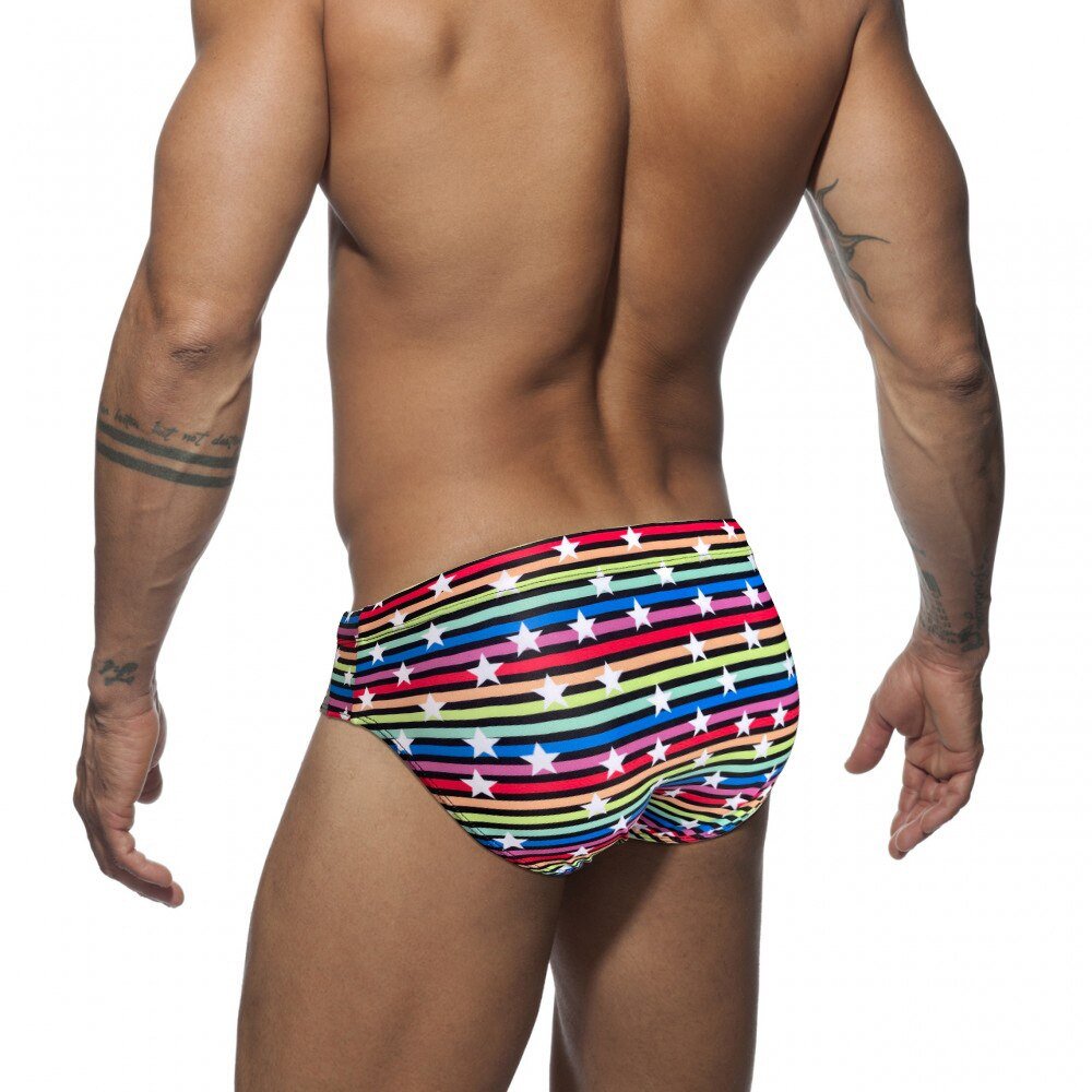 Silver Stud Rainbow Swim Briefs | dmunderwear detail image 4