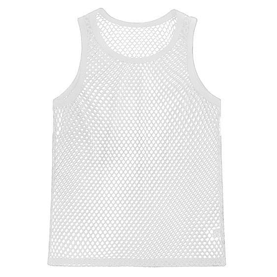 Sleeveless crewneck hollow out see through solid top | dmunderwear detail image 6