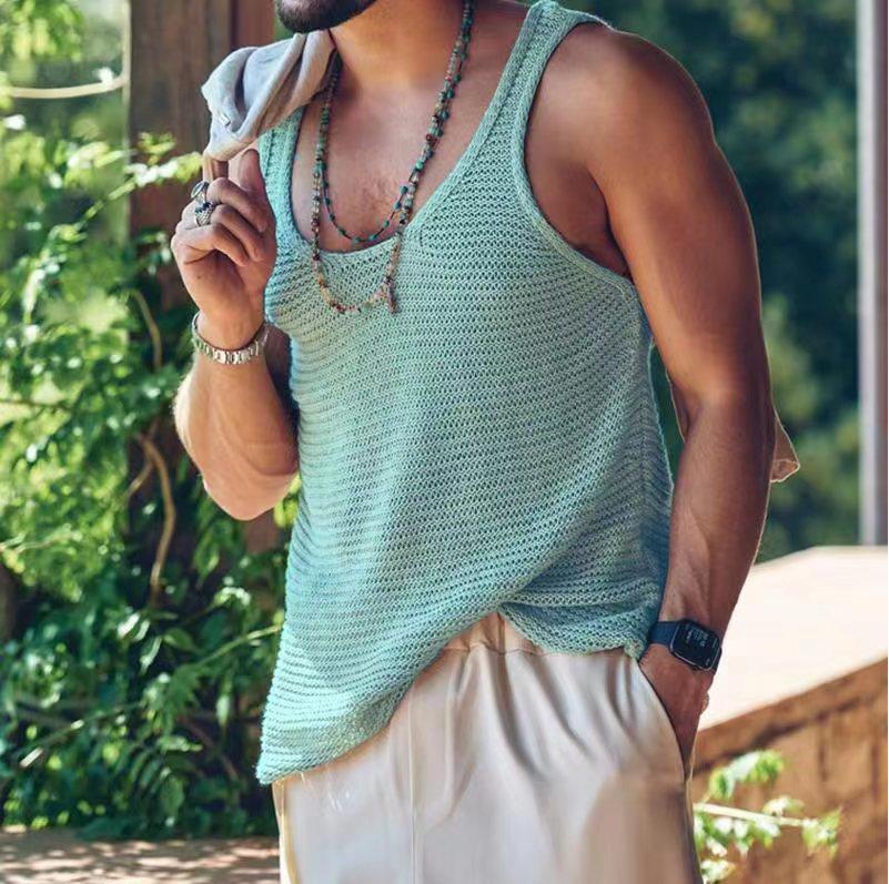 Sleeveless u neck knitted solid cami top | dmunderwear detail image 6