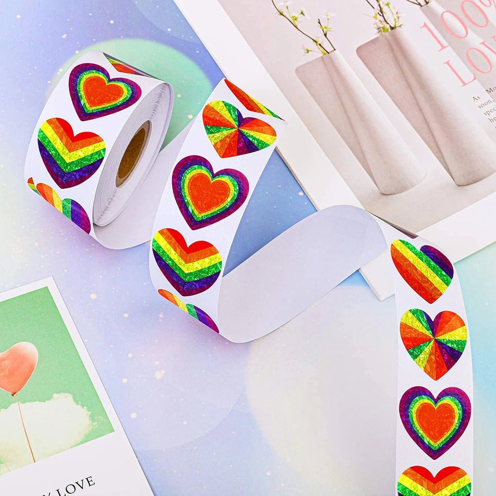 Sparkly Rainbow Heart Sticker Roll | dmunderwear product image 2