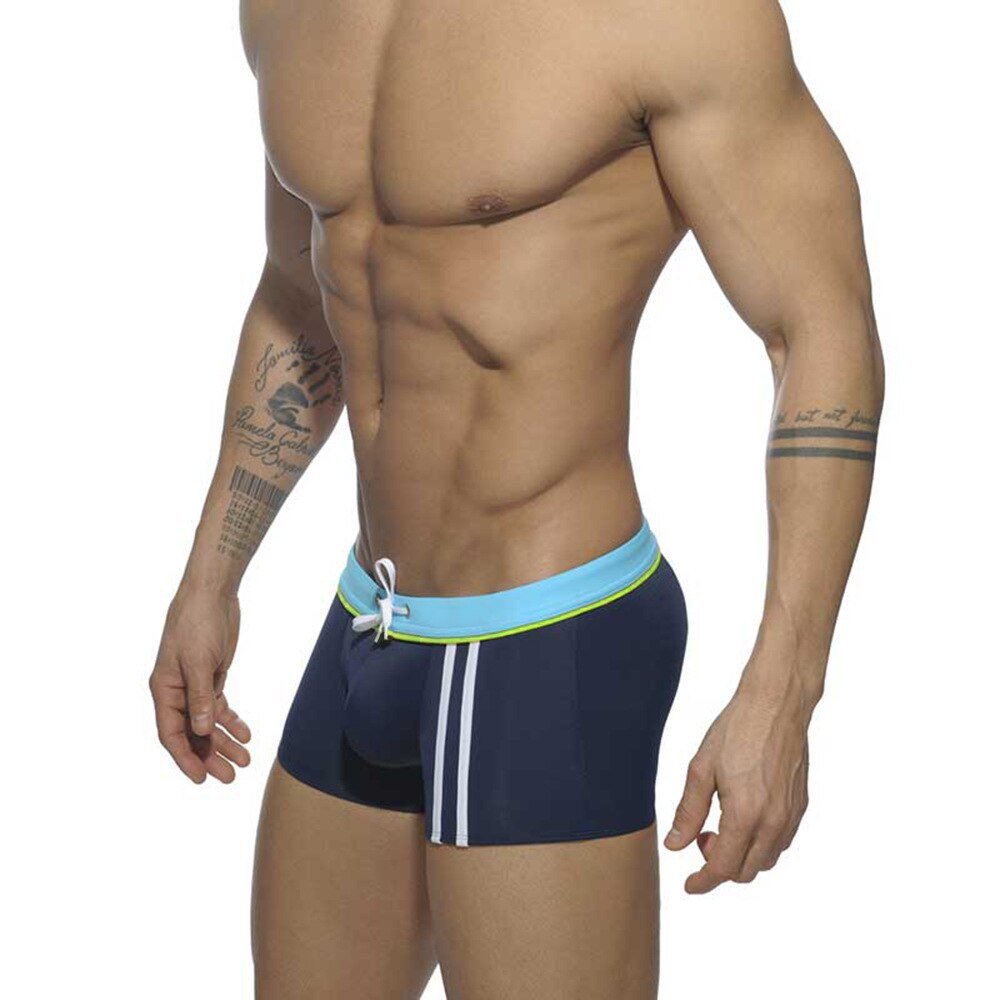 Square Cut Racing Stripe Swim Trunks | dmunderwear detail image 5