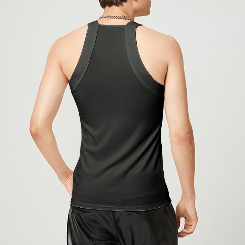 Square neck sleeveless patchwork solid cami top | dmunderwear detail image 4