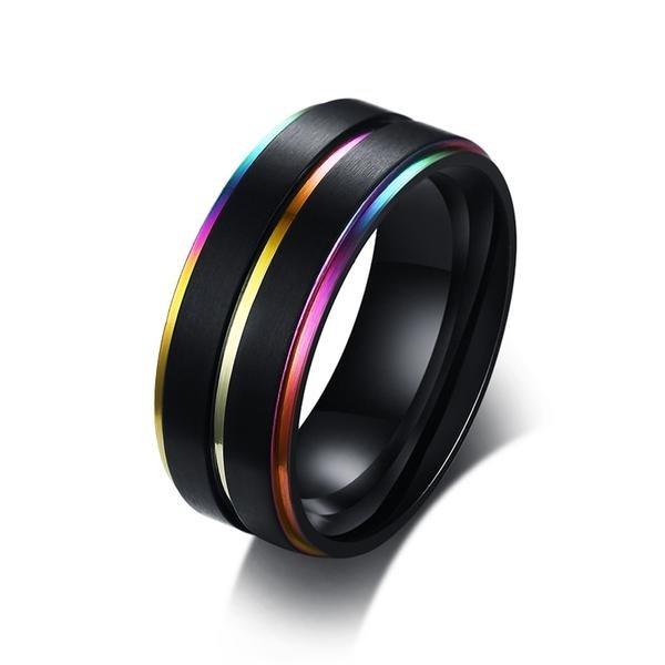Stainless Steel Night Shade Rainbow Ring | dmunderwear