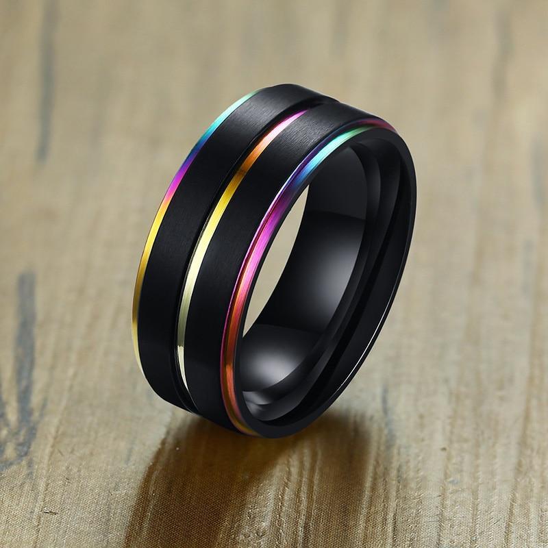 ORVLS Stainless Steel Night Shade Rainbow Ring | dmunderwear detail image 3