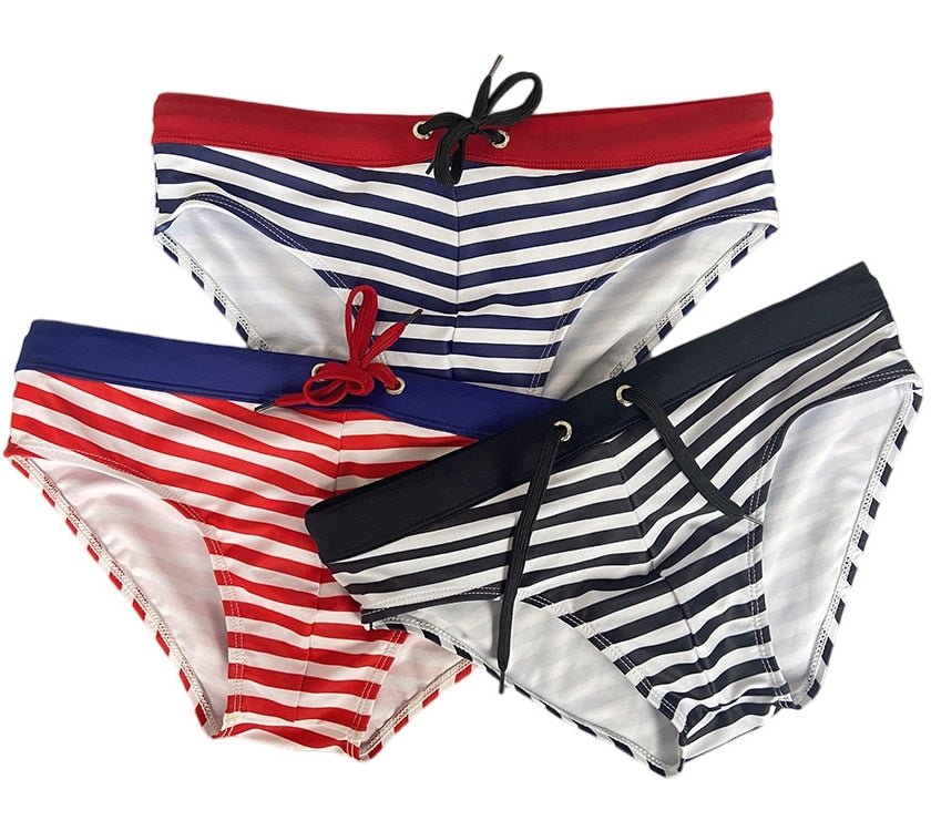 Striped Bowtie Swim Briefs | dmunderwear detail image 3