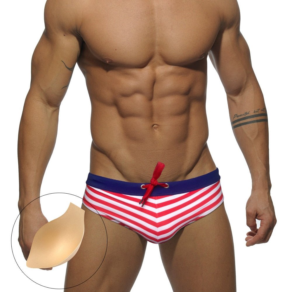 Striped Bowtie Swim Briefs | dmunderwear detail image 9