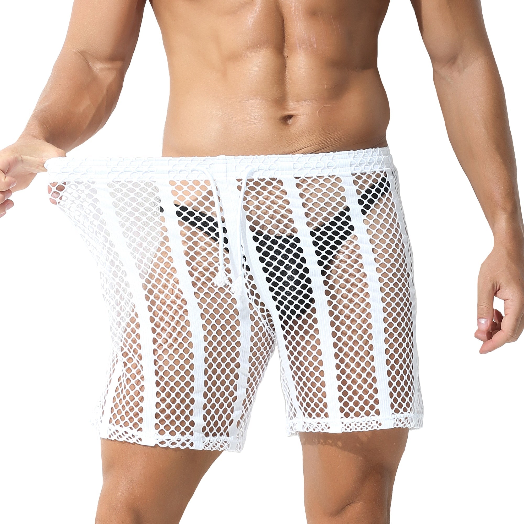 Striped Hoodie Mesh Suit | dmunderwear detail image 11