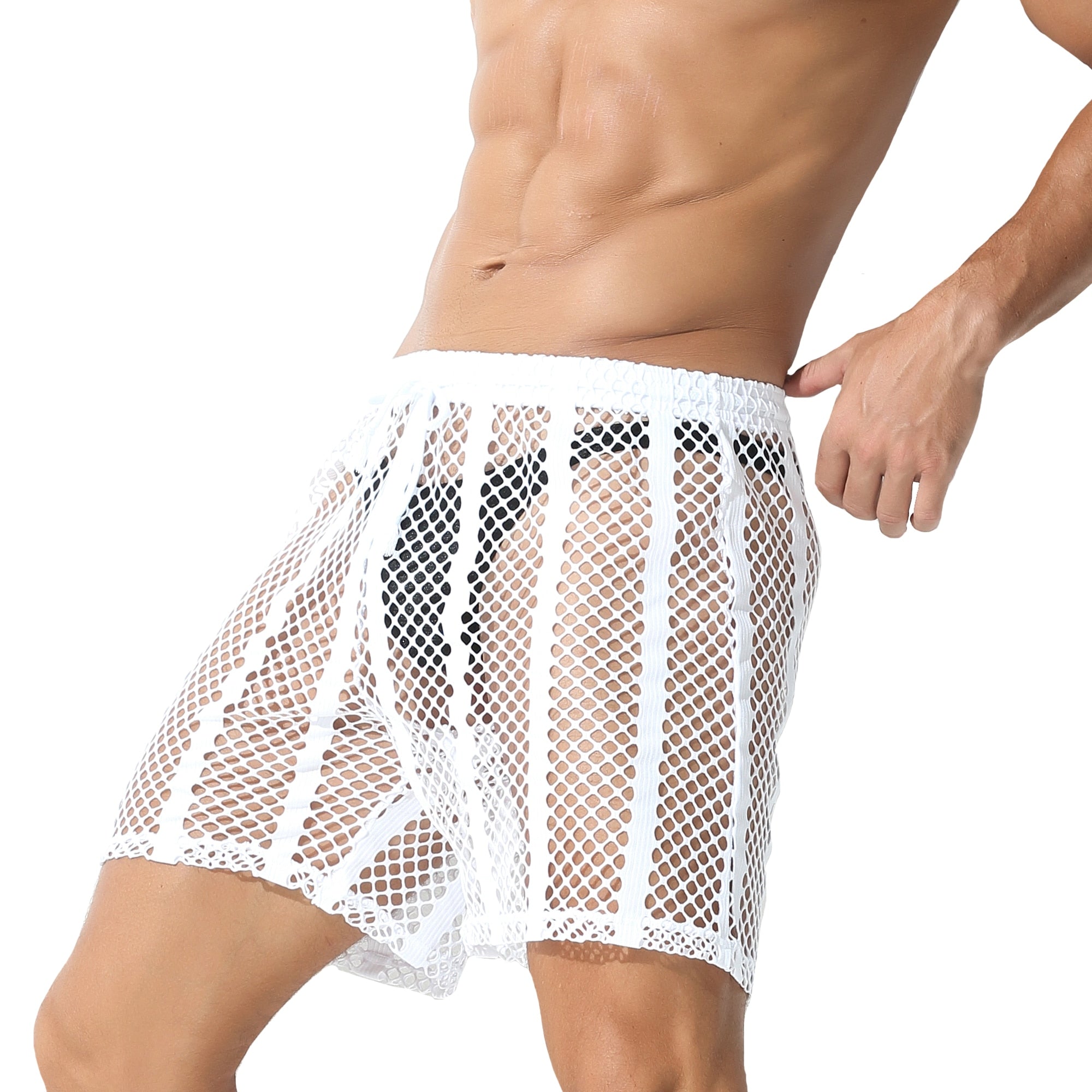 Striped Hoodie Mesh Suit | dmunderwear detail image 12