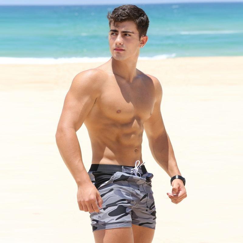 Taddlee Grey Camo Pocketed Board Shorts | dmunderwear detail image 3