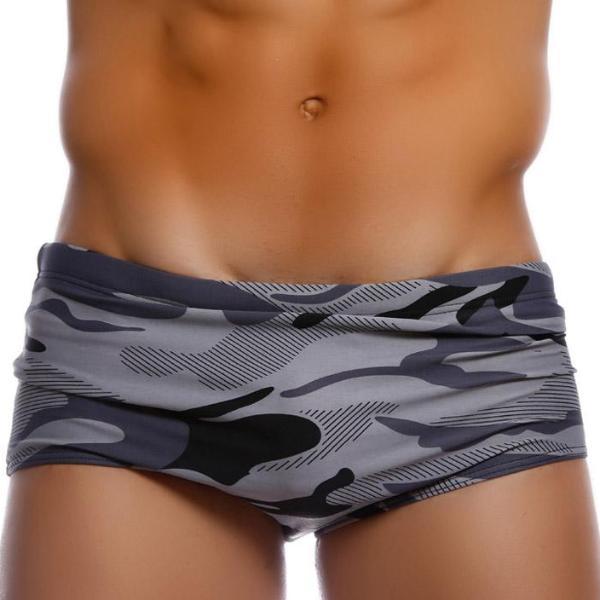 ORVLS Taddlee Grey Camo Square Cut Swim Trunks | dmunderwear detail image 3