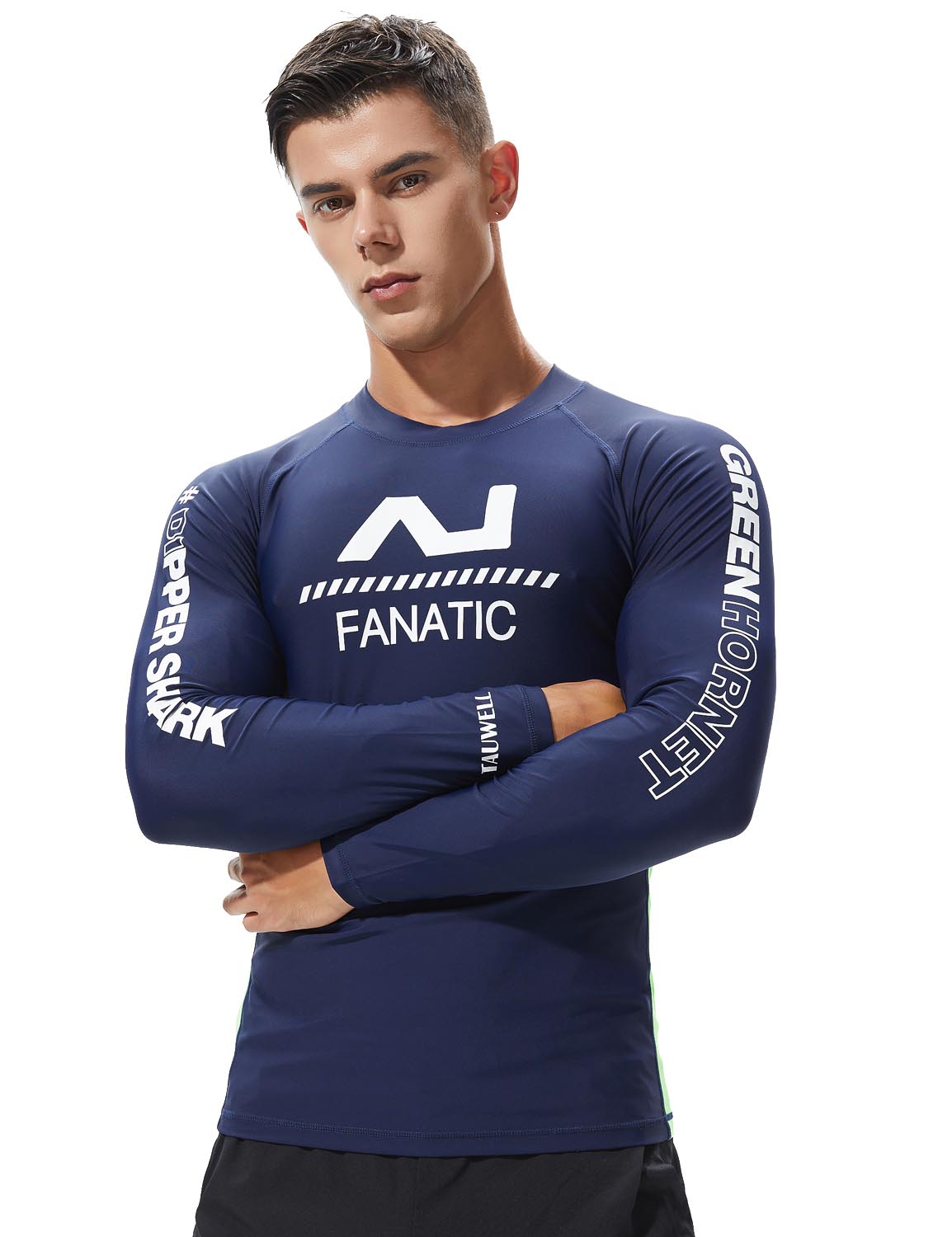 TAUWELL Men's Long Sleeve Rash Guard Surfing Shirt 8801 | dmunderwear detail image 4