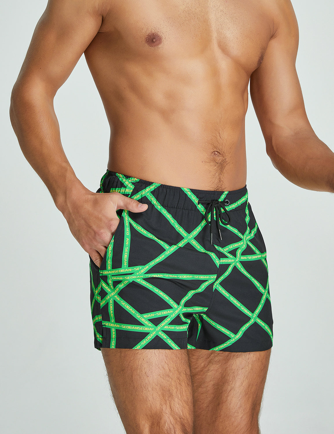 Training Sport Shorts 11301 with Quick-Dry in Green Stripe | dmunderwear detail image 3