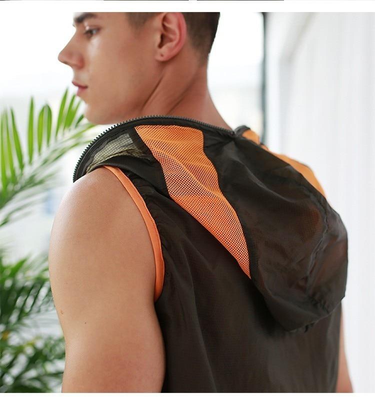 Transparent Racing Stripe Sleeveless Hoodie + Pants | dmunderwear detail image 4