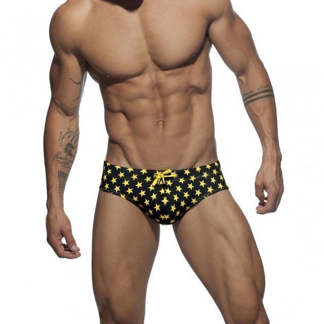 Two Toned Bowtie Stars Swim Briefs | dmunderwear detail image 2