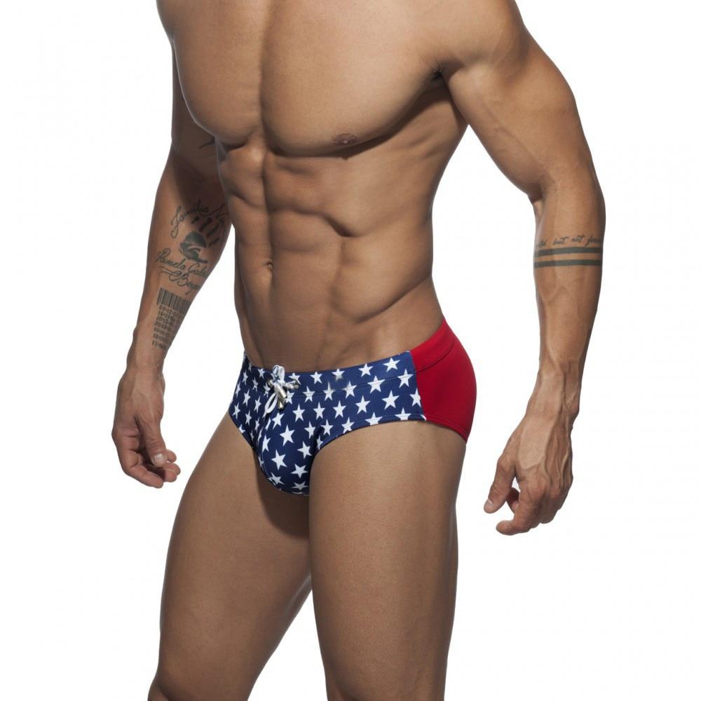 Two Toned Bowtie Stars Swim Briefs | dmunderwear detail image 4