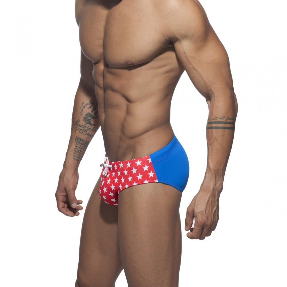 Two Toned Bowtie Stars Swim Briefs | dmunderwear detail image 7