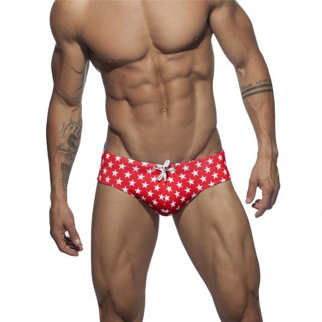 Two Toned Bowtie Stars Swim Briefs | dmunderwear detail image 8