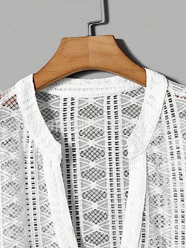 V neck hollow out long sleeve mesh see through solid top | dmunderwear detail image 8