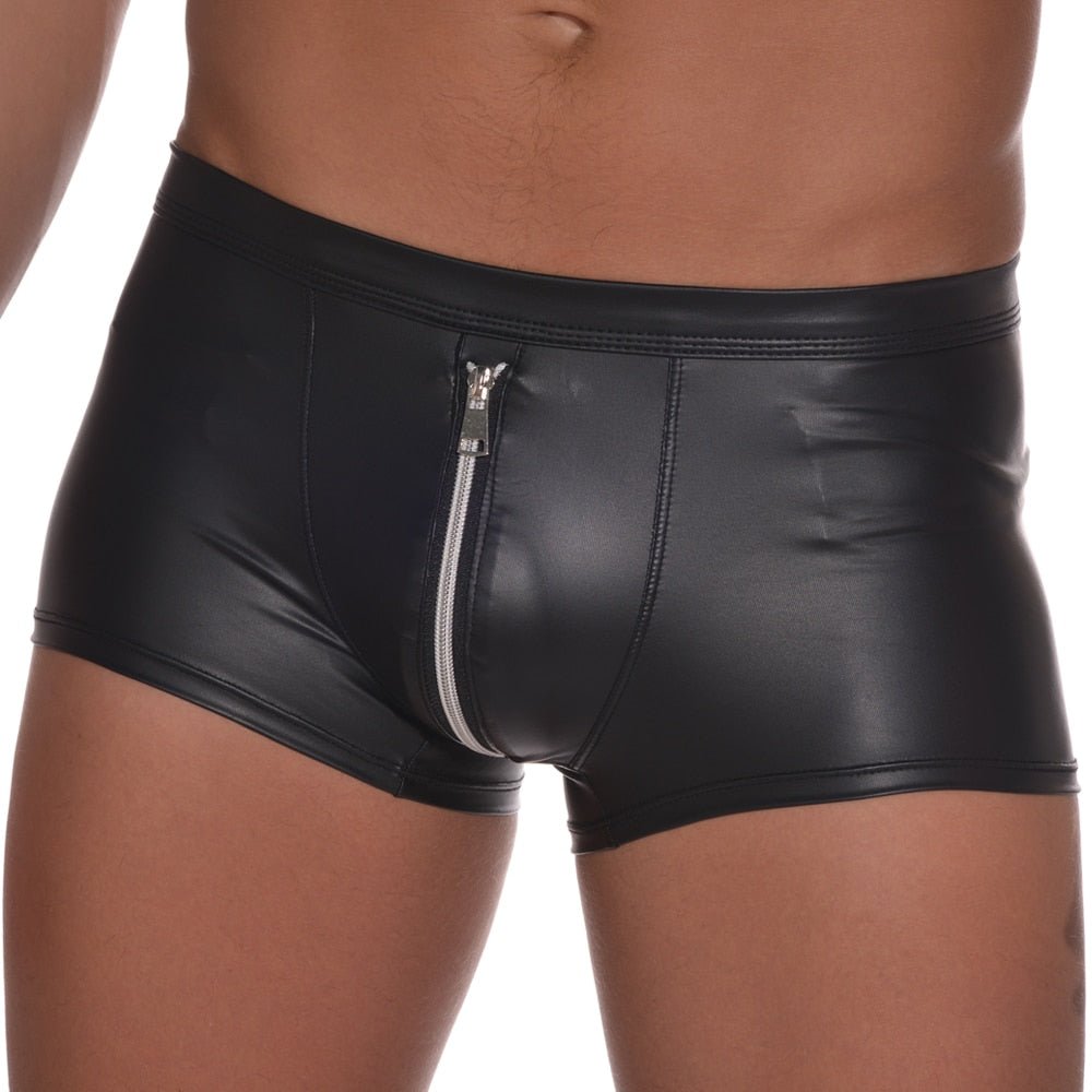 Zip Under Faux Leather Boxer Briefs | dmunderwear variant image